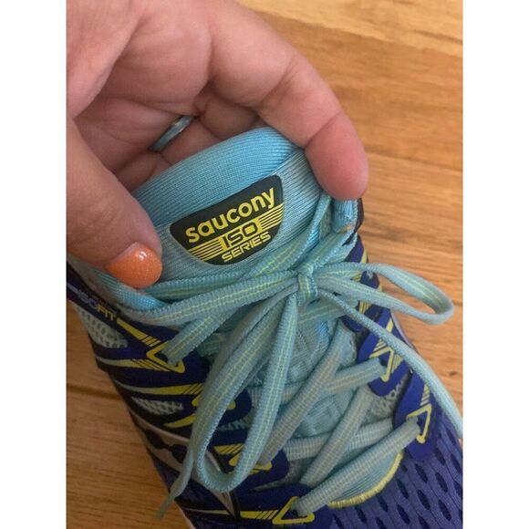 Saucony ISO Series Running Shoes Women's Athletic Sneakers Blue/Yellow Size 9 - Picture 8 of 9